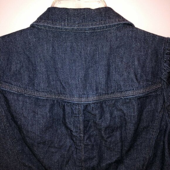 Ann Taylor Loft Denim Jean Jacket Blazer Sz Small Collared Button Front Pockets - Picture 7 of 9